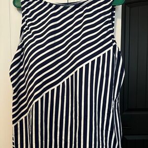Navy & White Striped Tankini Swim Top